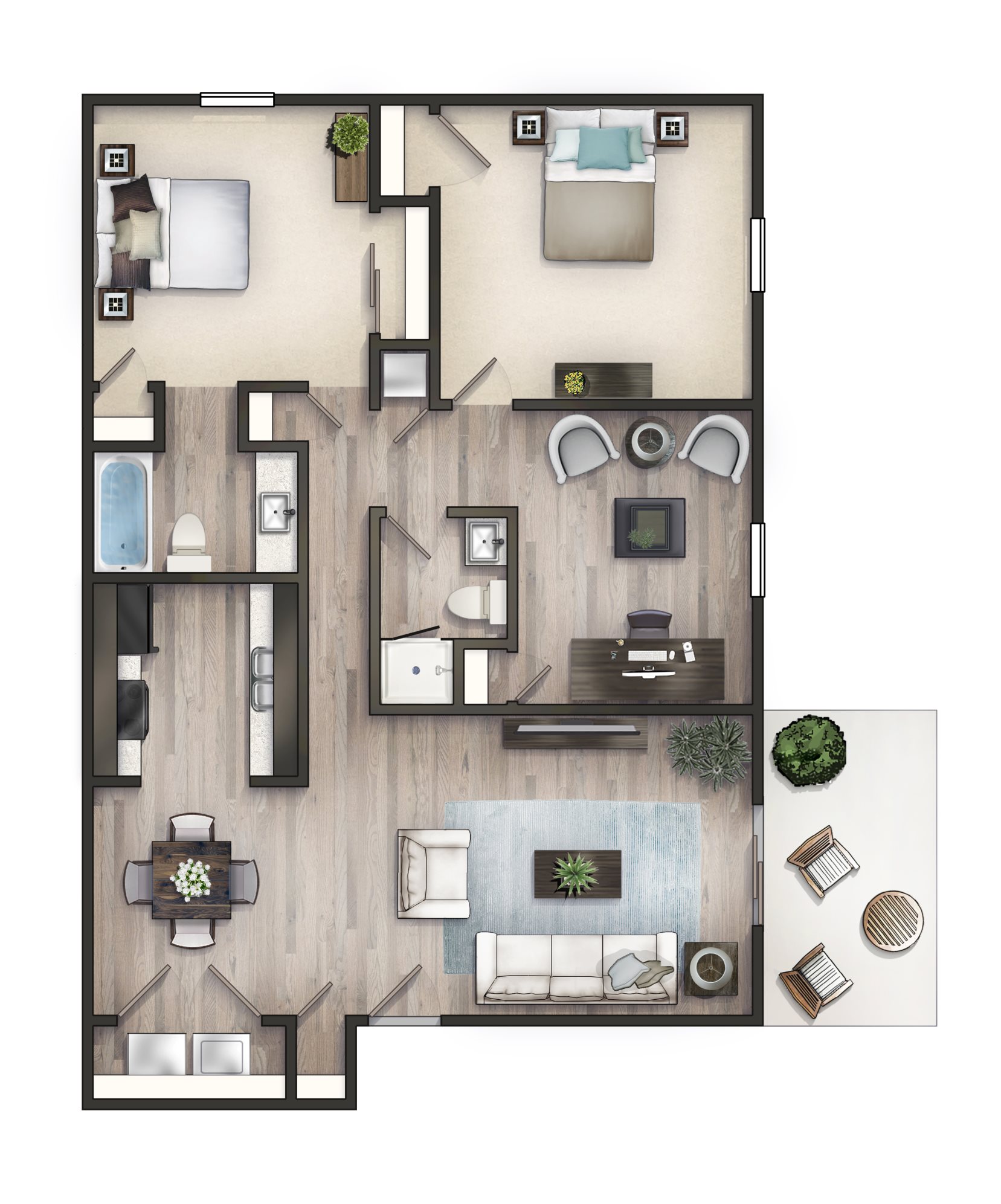 3 BD Flat Floor Plan 3